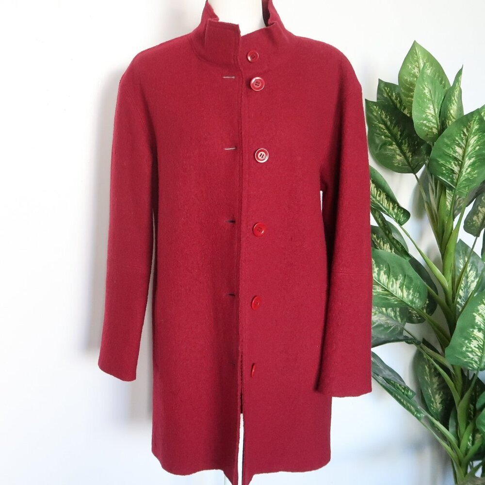 Talbots Women's Burgundy 100% Wool Single Breasted Vintage Fall Winter Coat M